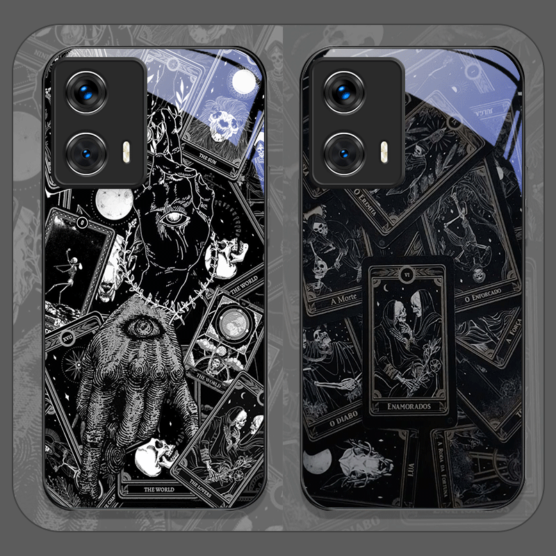 Phone Cases Vintage - Vintage Gothic Tarot Cards Printed Tempered