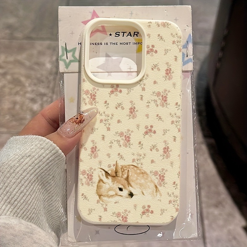 Phone Cases Cute Iphone 13 - Cute Deer Full Floral Pattern Design