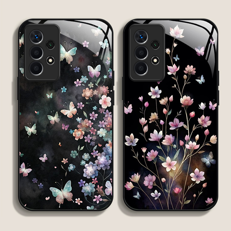 Phone Cases Vintage - Vintage Floral Art Butterfly Flower Tempered