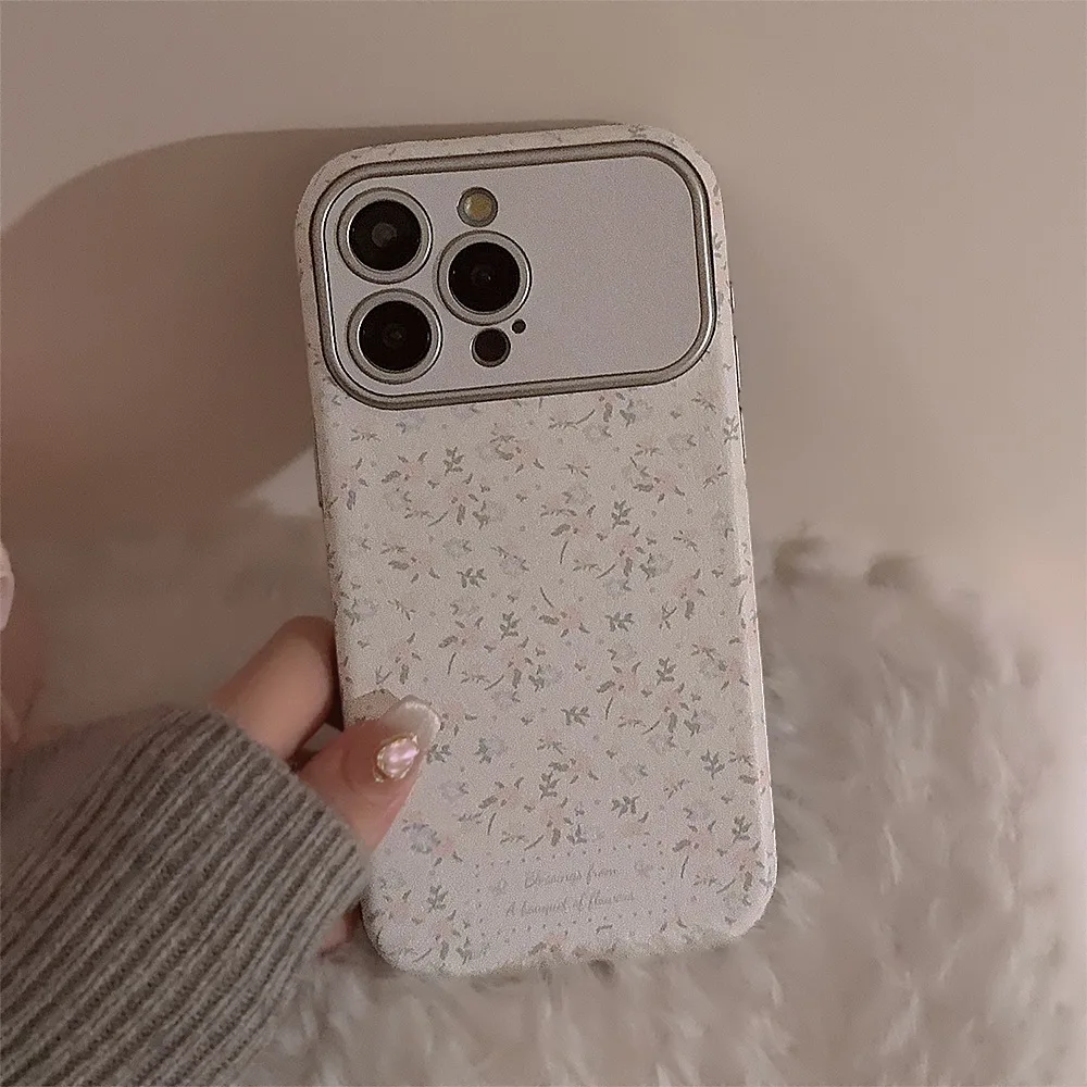 Phone Cases Vintage - Korean Vintage Flowers Leather Texture Phone