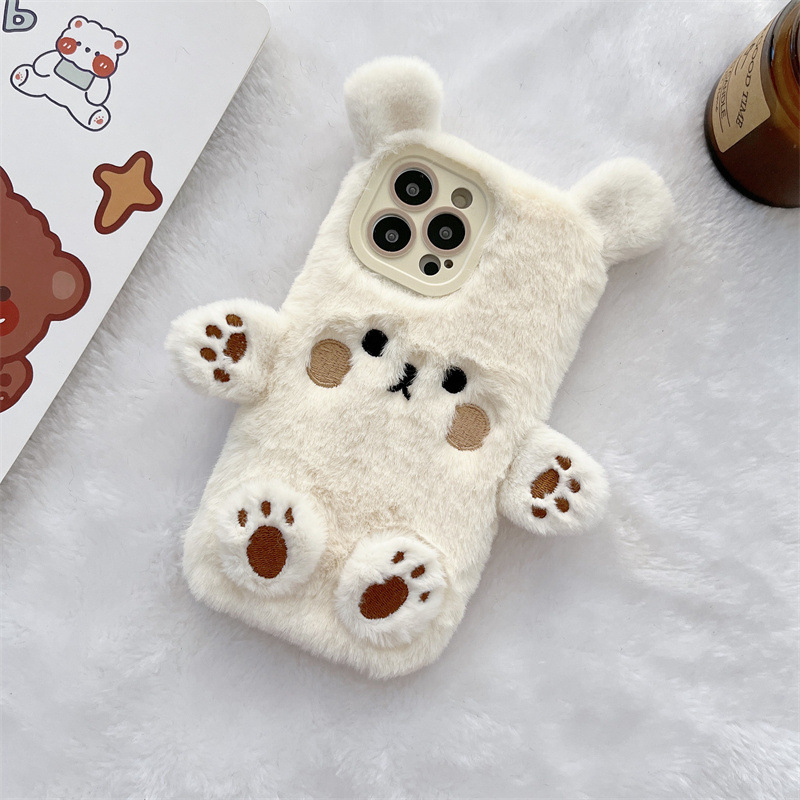 Korean 3D Cartoon Bear Fluffy  - Phone Cases Iphone 15 Pro Max recension och pris