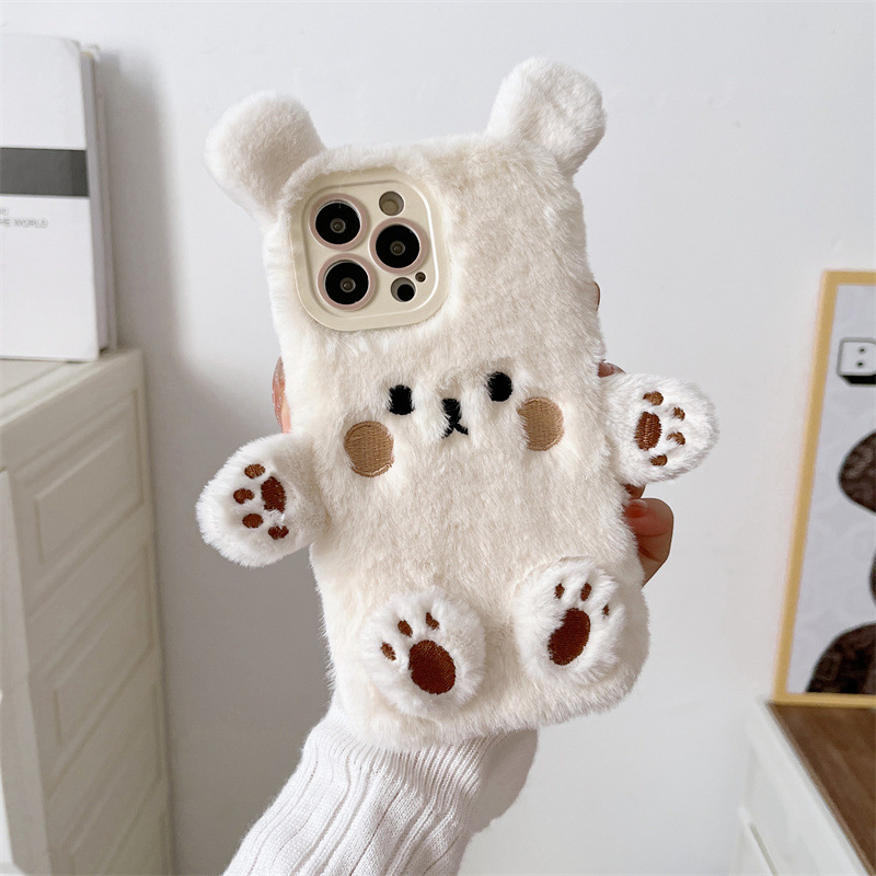 Korean 3D Cartoon Bear Fluffy  - Phone Cases Iphone 15 Pro Max recension och pris